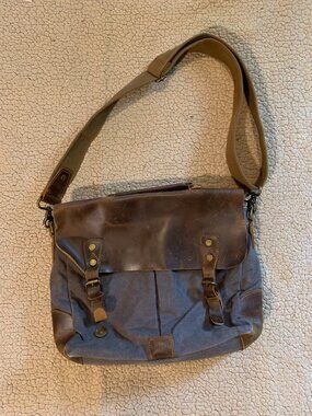 Lifewit Canvas & Leather Messenger Crossbody Bag Vintage Style Brown Blue